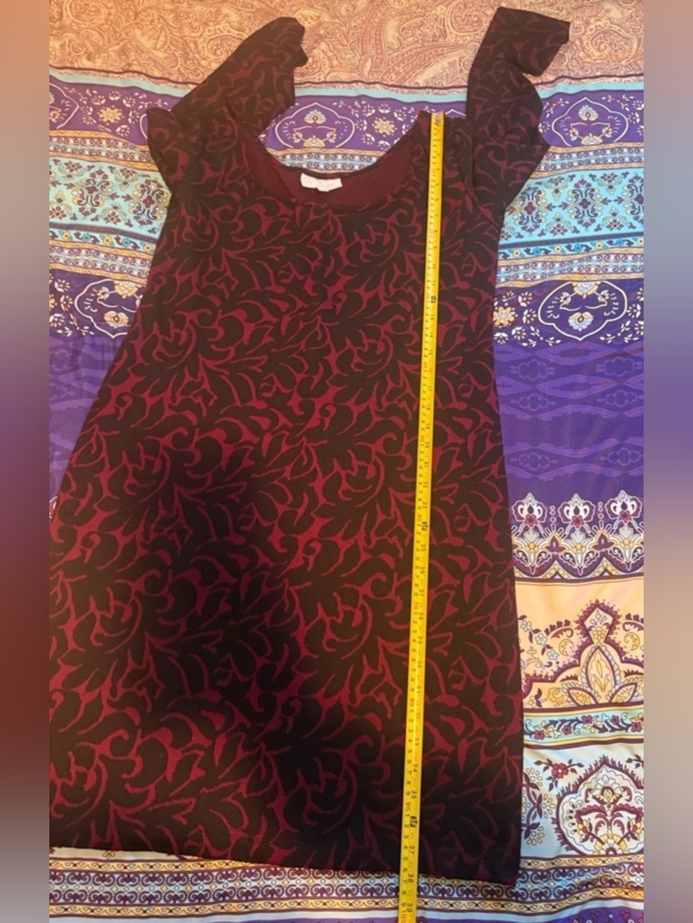 Jessica Simpson Maternity Dress XL Burgundy Floral Long Sleeve Fall Holiday - Picture 7 of 10